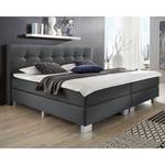 Boxspringbett Royal Night Webstoff - 100 x 200cm - H3 ab 80 kg - Schwarz - Grau - 180 x 200cm - H2