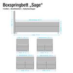 Lit boxspring Sage Avec surmatelas - Tissu structuré - Anthracite - 100 x 200cm - Matelas de mousse froide - D3 medium