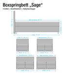 Boxspringbett Sage inklusive Topper - Strukturstoff - Grau - 180 x 200cm - Bonellfederkernmatratze - H3
