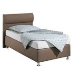 Boxspringbett Salmi Strukturstoff - Braun - 100 x 200cm - Tonnentaschenfederkernmatratze - H3