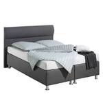 Boxspringbett Salmi Strukturstoff - Anthrazit - 140 x 200cm - Tonnentaschenfederkernmatratze - H3