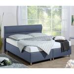 Boxspring Salmi structuurstof - Blauw grijs - 160 x 200cm - Koudschuimmatras - H2 zacht