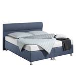 Lit boxspring Salmi Tissu structuré - Bleu Gris - 200 x 200cm - Matelas de mousse froide - D2 souple