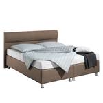 Boxspringbett Salmi Strukturstoff - Braun - 200 x 200cm - Tonnentaschenfederkernmatratze - H2