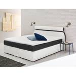 Lit boxspring Sandino Imitation cuir / Tissu - Blanc / Gris foncé