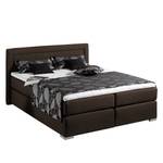 Boxspringbett Sandor inklusive Topper - Strukturstoff - Braun - 100 x 200cm - Bonellfederkernmatratze - H2