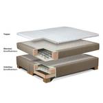 Lit boxspring Sandor Avec surmatelas - Tissu structuré - Marron - 160 x 200cm - Matelas à ressorts bombés ensachés - D3 medium