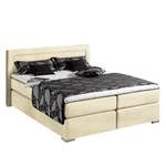 Lit boxspring Sandor Avec surmatelas - Tissu structuré - Ecru - 180 x 200cm - Matelas à ressorts bombés ensachés - D3 medium