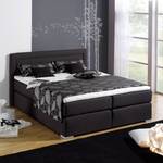 Lit boxspring Sandor Avec surmatelas - Tissu structuré - Noir - 140 x 200cm - Matelas à ressorts bombés ensachés - D2 souple