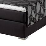 Lit boxspring Sandor Avec surmatelas - Tissu structuré - Noir - 100 x 200cm - Matelas de mousse froide - D2 souple