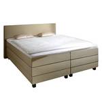 Boxspring Senta inclusief viscosetopper van geweven stof - Ecrú - 140 x 200cm - H2 zacht