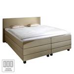 Lit boxspring Senta Avec surmatelas en viscose Tissu - Ecru - 200 x 200cm - D2 souple