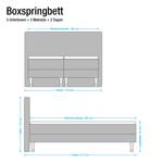 Lit boxspring Ramona VI Tissu - Noir - 160 x 200cm - D3 medium