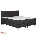 Boxspringbett Smood Webstoff Anthrazit - Anthrazit - 140 x 200cm - Mit Kopfteil - Boxspringmatratze