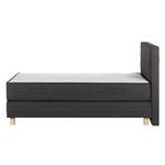 Lit boxspring Smood Tissu - Anthracite - Anthracite - 90 x 200cm - Avec tête de lit - Matelas boxspring