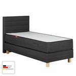 Lit boxspring Smood Tissu - Anthracite - Anthracite - 90 x 200cm - Avec tête de lit - Matelas boxspring