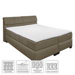 Lit boxspring Stamford (avec surmatelas) Microvelours - Marron clair