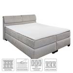 Lit boxspring Stamford (avec surmatelas) Microvelours - Argenté