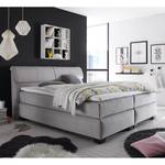 Lit boxspring Stamford (avec surmatelas) Microvelours - Argenté