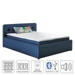 Boxspring Stawell (incl. soundsysteem en sierkussens) - geweven stof - blauw