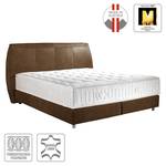 Boxspringbett Supreme Echtleder Echtleder - Vintage Braun - 180 x 200cm - H2