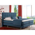 Lit boxspring Tevin Tissu - Bleu jean - 100 x 200cm - Matelas à ressorts Bonnell - D2 souple