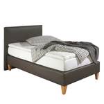 Boxspringbett Tidaholm Kunstleder Dunkelolivgrün - 100 x 200cm - Kaltschaummatratze - H2