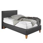 Boxspringbett Tidaholm Kunstleder Kunstleder - Anthrazit - 100 x 200cm - Bonellfederkernmatratze - H3