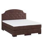 Lit boxspring Tombstone Tissu - Marron - 140 x 200cm