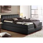 Lit boxspring Valea Tissu structuré - Anthracite - 100 x 200cm - Matelas de mousse froide - D2 souple