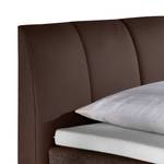 Lit boxspring Valea Tissu structuré - Marron - 100 x 200cm - Matelas à ressorts bombés ensachés - D2 souple