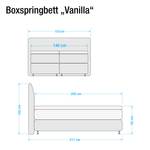 Boxspring Valea structuurstof - Antraciet - 140 x 200cm - Bonell-binnenveringmatras - H2 zacht