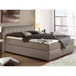 Lit boxspring Valea Tissu structuré - Taupe - 160 x 200cm - Matelas de mousse froide - D3 medium