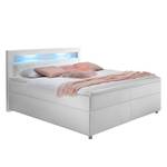 Lit boxspring Vela Avec surmatelas et éclairage - Imitation cuir - Blanc