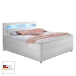 Boxspringbett Vela inkl. Topper & Beleuchtung - Kunstleder - Weiß