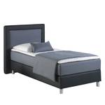 Lit boxspring Vimmerby Imitation cuir - Bleu gris / Bleu foncé - 100 x 200cm - Matelas à ressorts Bonnell - D2 souple