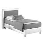 Boxspring Vimmerby kunstleer - Wit/grijs - 100 x 200cm - Koudschuimmatras - H2 zacht