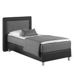 Boxspringbett Vimmerby Kunstleder Schwarz / Grau - 100 x 200cm - Tonnentaschenfederkernmatratze - H2