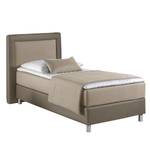 Boxspringbett Vimmerby Kunstleder Beige / Taupe - 100 x 200cm - Kaltschaummatratze - H3