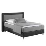 Boxspringbett Vimmerby Kunstleder Kunstleder / Strukturstoff - Schwarz / Grau - 140 x 200cm - Tonnentaschenfederkernmatratze - H2