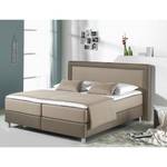 Lit boxspring Vimmerby Imitation cuir - Beige / Taupe - 180 x 200cm - Matelas de mousse froide - D3 medium