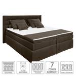 Lit boxspring Welham I (avec surmatelas) Microvelours - Marron foncé - 180 x 200cm