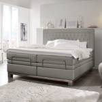 Lit boxspring Wolke7 I Cuir véritable - Gris - 160 x 200cm - D2 souple