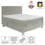 Boxspring Wolke7 l echt leer - Grijs - 160 x 200cm - H2 zacht