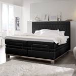 Lit boxspring Wolke7 I Cuir véritable - Noir - 160 x 200cm - D2 souple