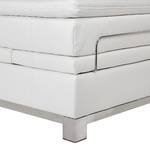 Lit boxspring Wolke7 I Cuir véritable - Blanc - 160 x 200cm - D2 souple