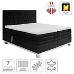 Lit boxspring Wolke7 I Cuir véritable - Noir - 160 x 200cm - D3 medium