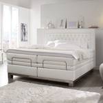 Lit boxspring Wolke7 I Cuir véritable - Blanc - 160 x 200cm - D3 medium