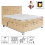 Boxspringbett Wolke7 I Echtleder Echtleder - Hellbraun - 180 x 200cm - H3