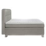 Lit boxspring Wolke7 II Cuir véritable - Gris - 160 x 200cm - D2 souple